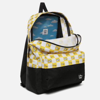 VANS 范斯 X THE SIMPSONS女士黄白色相间棋盘格图案拉链双肩背包 多色