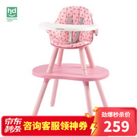 小龙哈彼蘑菇餐椅多功能宝宝吃饭儿童座椅餐椅桌椅两用抖音同款LY266 旗舰款-波点粉