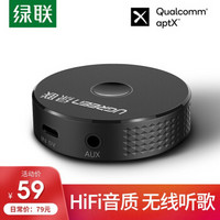 绿联 蓝牙接收器4.2版免驱aux接口手机汽车电脑usb车载用3.5mm音响aptx音频适配器 aptx款