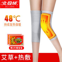 北极绒(Bejirog)艾草自发热护膝保暖运动中老年关节炎膝盖腿防护男女通用(一对装) 灰色 均码