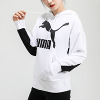 PUMA 彪马 TZ  2020秋季男女卫衣美洲豹大LOGO连帽保暖透气针织舒适套头衫 599197-02/女款 白色 M