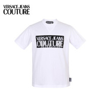 范思哲 VERSACE JEANS COUTURE 20春夏款 男士棉质黑色胶印圆领短袖T恤 白色 B3GVA7VN 30331 L02 L码