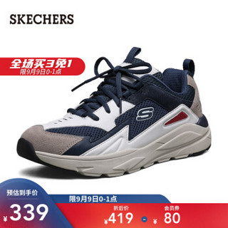 Skechers斯凯奇老爹鞋 复古网布拼接新品休闲鞋 缓震透气舒适潮流男鞋 210037 蓝色/白色/NVW 40