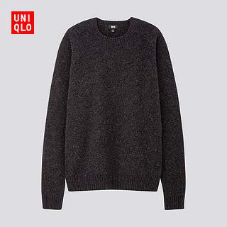 优衣库 男装 柔软羊仔毛圆领针织衫(长袖) 419198 UNIQLO