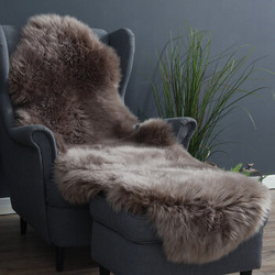 WOOLTARA 澳洲羊毛皮毛一体沙发垫 棕色 180x55cm