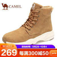 骆驼（CAMEL） 时尚潮流反绒皮男士马丁靴 A942303034 驼色 38