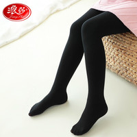 浪莎女童打底裤春秋外穿白色舞蹈袜女孩宝宝迷你绒儿童连裤袜 黑色(迷你绒) S(90-115cm)