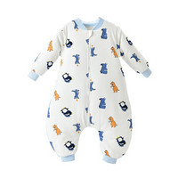 北极绒婴儿睡袋纯棉防踢被儿童分腿睡袋夹棉加厚睡袋 蓝色动物 80码