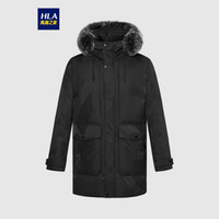 HLA 海澜之家 羽绒服男简约基础长款连帽冬季羽绒外套HWRAD4Q029A黑色花纹(59)175/92A(50) cz