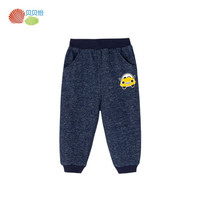 贝贝怡男童裤子加绒保暖休闲裤秋冬季儿童仿牛仔时尚长裤子 深蓝 24个月/身高90cm