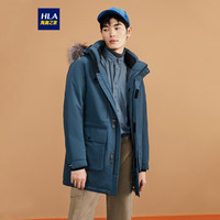 HLA 海澜之家 羽绒服男2020冬季连帽厚实保暖白鹅绒大口袋外套HWRAD4Q057A蓝灰(90)180/96A(52) cz