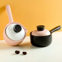 佳佰 耐高温陶瓷汤锅炖锅家用煲汤砂锅1L早餐单手柄螺蛳粉奶锅 粉盖