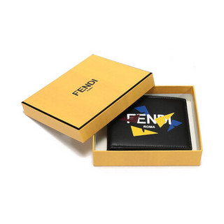 芬迪 FENDI 20fw秋冬款 男士皮革小怪兽短款钱包钱夹黑色多色眼睛图案 7M0169 AC9I F0X93