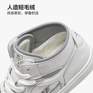 意尔康女鞋时尚百搭运动板鞋女加绒保暖女棉鞋中高帮休闲鞋女 Y761ZM49296W 灰色 38