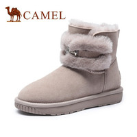 骆驼（CAMEL）女鞋 保暖少女水钻音符点缀夹心羊毛装饰圆头平跟雪地靴 A04275691 红米 37
