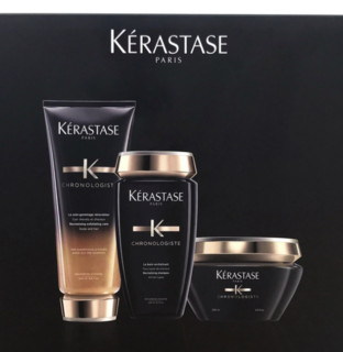 KÉRASTASE 卡诗 Chronologiste Revitalizing 黑钻鱼子酱精华 护发套装 3件套(活化护发洗发露250ml+活肤去角质护理200ml+精华香脂护理200ml)