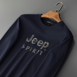 JEEP/吉普2020秋季新款印花LOGO潮搭休闲男士卫衣套头长袖卫衣 2XL 宝蓝色