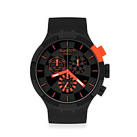 SWATCH 斯沃琪 SWATCH BIG BOLD系列 SB02B402 中性石英手表 47mm 黑盘 黑色硅胶表带 圆形