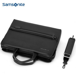 新秀丽（Samsonite）公文包电脑包商务包手提包单肩包斜跨包时尚男包横款大容量 DF0*09002 黑色