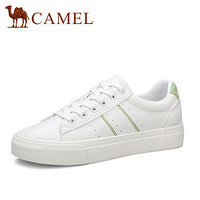 骆驼（CAMEL） 女士 百搭学生平底系带圆头小白鞋 A01278638 米/绿 40