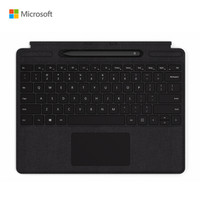 Microsoft微软 Surface Pro X 带超薄触控笔的特制版专业键盘盖 典雅黑 | Alcantara材质 带Surface超薄触控笔充电槽