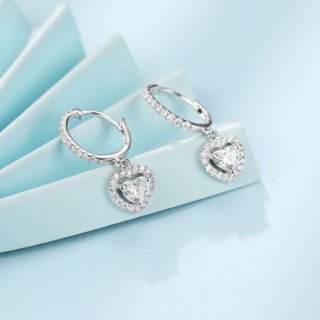 zocai 佐卡伊珠宝 e00898 女士心形轻奢珠宝白18k金钻石耳环 si h 98