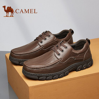 骆驼（CAMEL） 正装鞋男牛皮舒适软底系带商务休闲皮鞋 A032266340 棕色 41