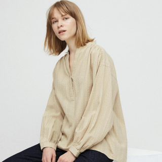 商品uniqlo优衣库427082女士提花打褶上衣