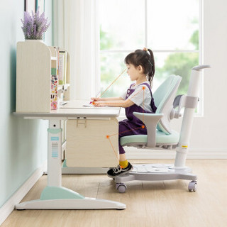 芝华仕儿童书桌学习桌写字台书桌椅套装 书桌书柜组合小学生写字桌CH001 粉蓝色 30-60天发货