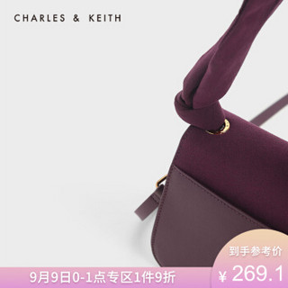 CHARLES＆KEITH女包CK2-80150840扭结饰翻盖手提单肩包女婚礼包结婚包 PURPLE紫色 S