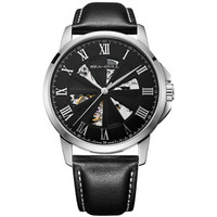 SEA-GULL 海鸥 光影系列 819.21.6068K 男士机械手表 40mm 黑盘 黑色皮带 圆形