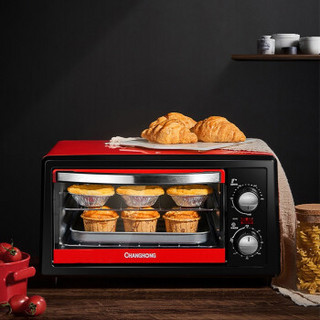 长虹（CHANGHONG）电烤箱家用 多功能迷你型烘焙全自动小型烤箱蛋糕机11L 黑红款-标配款（原配4件套）