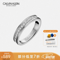 CK卡文克莱（Calvin Klein）hook系列首饰 银色单排白色水钻 细戒指 #06 KJ06MR040106  送女友礼物