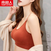 南极人运动内衣女薄款无痕无钢圈胸罩背心式防震文胸少女学生美背聚拢抹胸 黑色-美背文胸