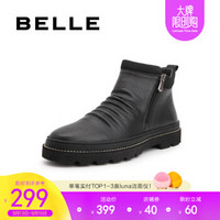 BELLE/百丽男靴皮鞋冬季专柜牛皮革（绒里）5WT02DD8 黑毛里 41