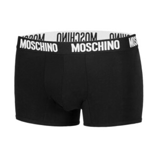 莫斯奇诺 MOSCHINO UNDERWEAR 2020春夏款 男士黑色棉质LOGO印花腰边平角内裤 1 A4758 8136 0555 L码