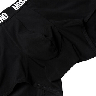 莫斯奇诺 MOSCHINO UNDERWEAR 2020春夏款 男士黑色棉质LOGO印花腰边平角内裤 1 A4758 8136 0555 L码