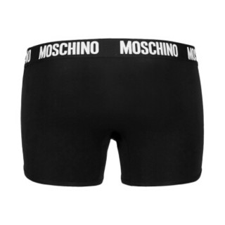 莫斯奇诺 MOSCHINO UNDERWEAR 2020春夏款 男士黑色棉质LOGO印花腰边平角内裤 1 A4758 8136 0555 L码