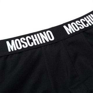 莫斯奇诺 MOSCHINO UNDERWEAR 2020春夏款 男士黑色棉质LOGO印花腰边平角内裤 1 A4758 8136 0555 L码