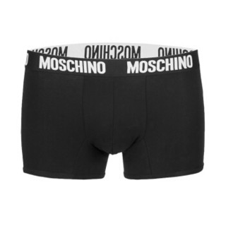 莫斯奇诺 MOSCHINO UNDERWEAR 2020春夏款 男士黑色棉质LOGO印花腰边平角内裤 1 A4758 8136 0555 L码