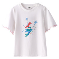 Annil 安奈儿 女童圆领短袖T恤 EG021168 米白