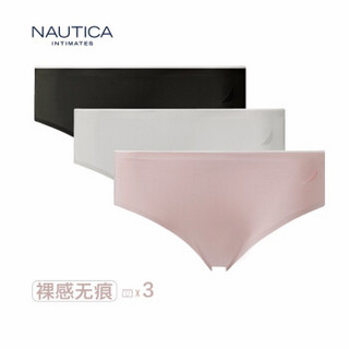 Nautica Intimates诺帝卡内裤女士新品无痕顺滑裸感三角裤三条装 浅粉+浅灰+肤色 M