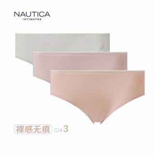 Nautica Intimates诺帝卡内裤女士新品无痕顺滑裸感三角裤三条装 浅粉+浅灰+肤色 M