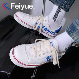 feiyue/飞跃休闲鞋男低帮2020秋季新款白色板鞋学生帆布鞋男女小白鞋 白蓝（女款选小一码，男款标正常码） 41