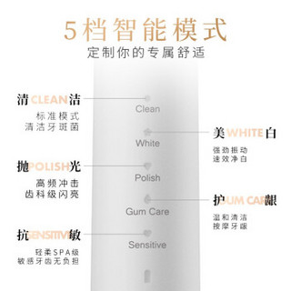 狮王 电动牙刷 极智柔力磁悬浮声波自动防水充电式软毛五档模式电动牙刷 极智白