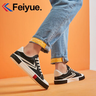 feiyue/飞跃鞋子男2020秋季新款帆布男鞋时尚小白鞋男透气韩版休闲鞋男板鞋 黑白（女款选小一码，男款正常码） 34