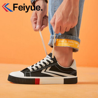 feiyue/飞跃鞋子男2020秋季新款帆布男鞋时尚小白鞋男透气韩版休闲鞋男板鞋 黑白（女款选小一码，男款正常码） 34