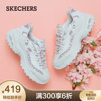 Skechers斯凯奇2020春季新款印花网布拼接熊猫鞋女鞋 复古厚底休闲鞋老爹鞋11981 白色/薰衣草色/WLV 37