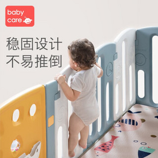 babycare儿童游戏围栏室内安全学步栅栏婴儿防护栏家用宝宝爬行垫 静谧蓝10+2围栏