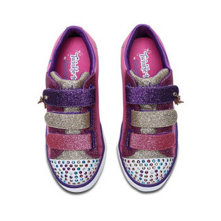 SKECHERS 斯凯奇 TWINKLE TOES系列 女童水钻魔术贴帆布鞋 10925L 桃红色/紫色